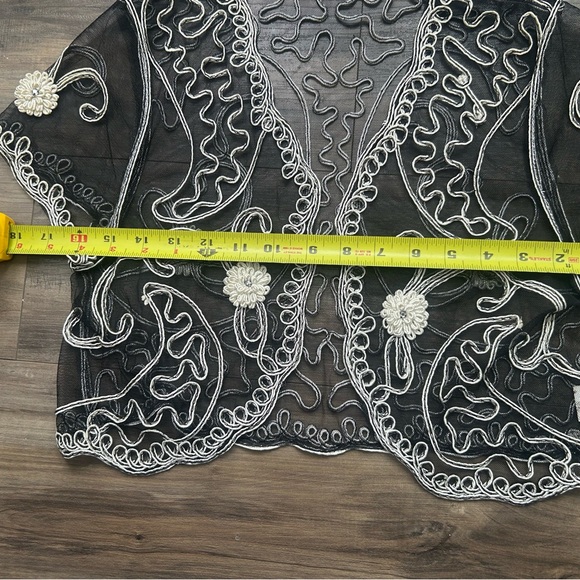 Black and White Embroidered Sheer Shrug - Picture 5 of 5